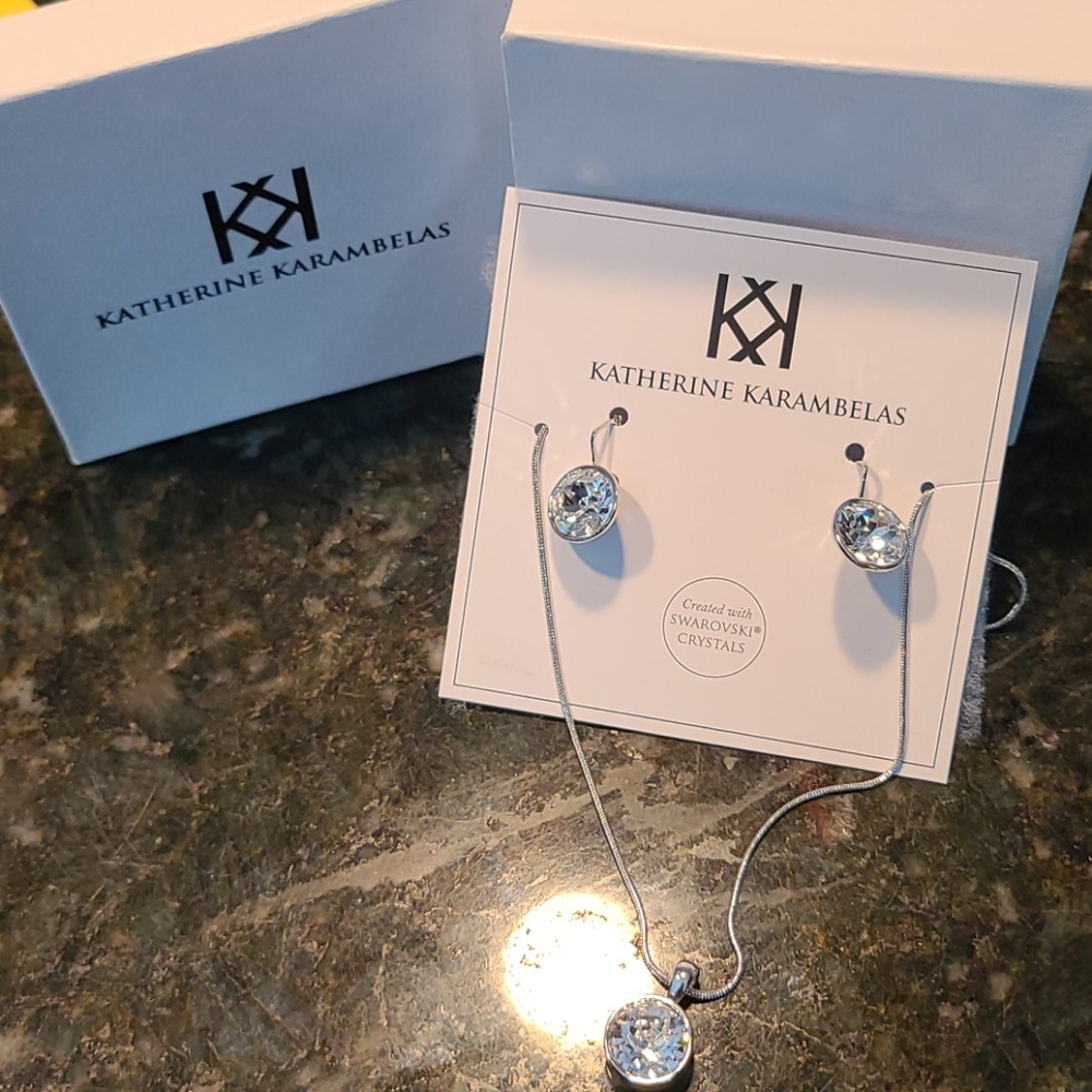 Silver Swarovski Necklace and Earring Set